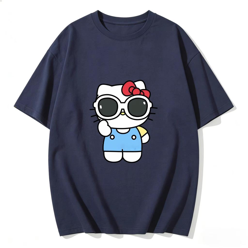 2026 new Summer HelloKitty Cute Graphic Tee Casual Short Sleeve Cotton Top for Women Girls Kawaii Cartoon Print Streetwear