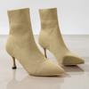 Women Elastic Sock Boots Autumn Winter Stiletto High Heels Knitted Ankle Boots Woman Slip-On Pointed Toe High-heeled Botas Mujer