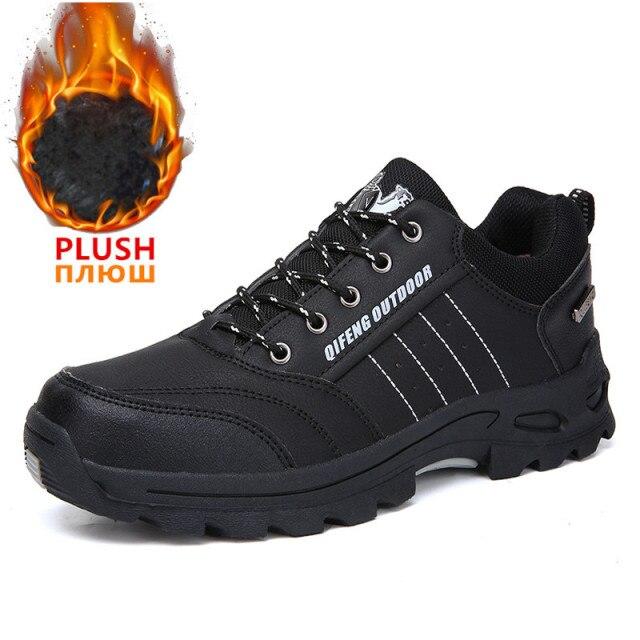 Men 'S Climbing Hiking Shoes Couples Winter Casual Sneakers With Fur Mens Outdoor Rubber Trekking Shoes Non -Slip Trainers Leather