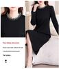 Black Slim-Fit Mid-Length Dress with Pearl Accents