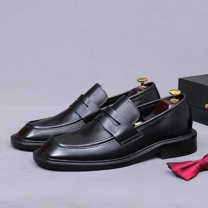 

Модные мужские лоферы-пенни класса люкс из натуральной кожи, однотонные, слипоны, свадебные туфли для мужчин, офисная повседневная обувь 38 чёрный