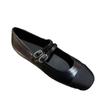 Leather Small Fragrant Style Color Matching Light Mouth Flat Bottom Ballet Shoes Women's Spring and Autumn Commuting Double One-word Buckle Belt Ma