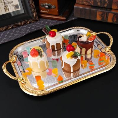 Obstschale, Metall-Kuchenplatte, Silberne glatte Oberfläche, Tragbare Hand-Snack-Scheibe, Nüsse-Organizer, Hochzeitsfeier, Schreibtischdekoration