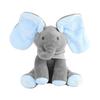 Peluche Éléphant Coucou Poupée en Peluche Chantante Cadeau Gris+Bleu