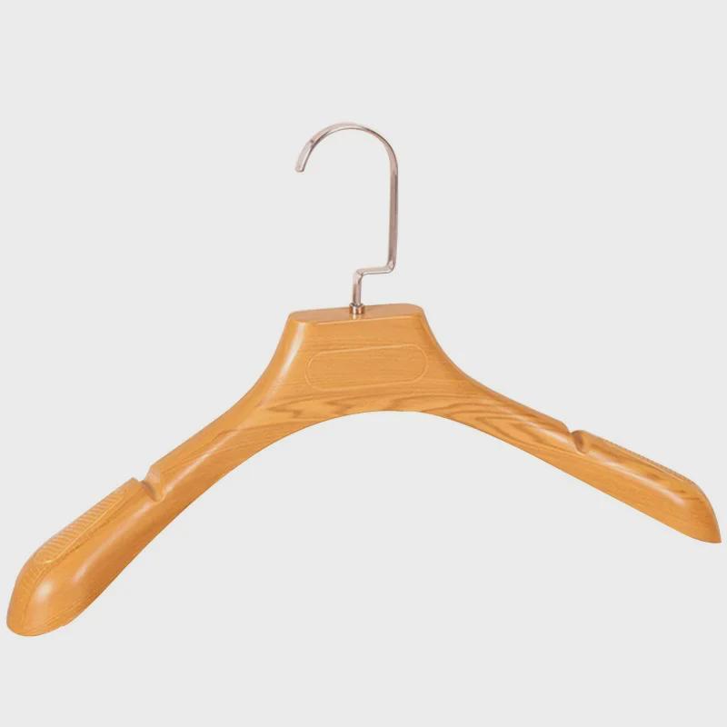 Thickened Non-Slip Imitation Beech Wood Grain Hanger with Pants Clip for Women's Clothing
