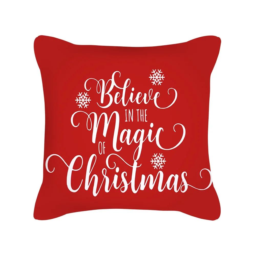 Red Christmas Elk Snowflake Letter Pillow Case Cushion Cross-Border New Home Furnishing