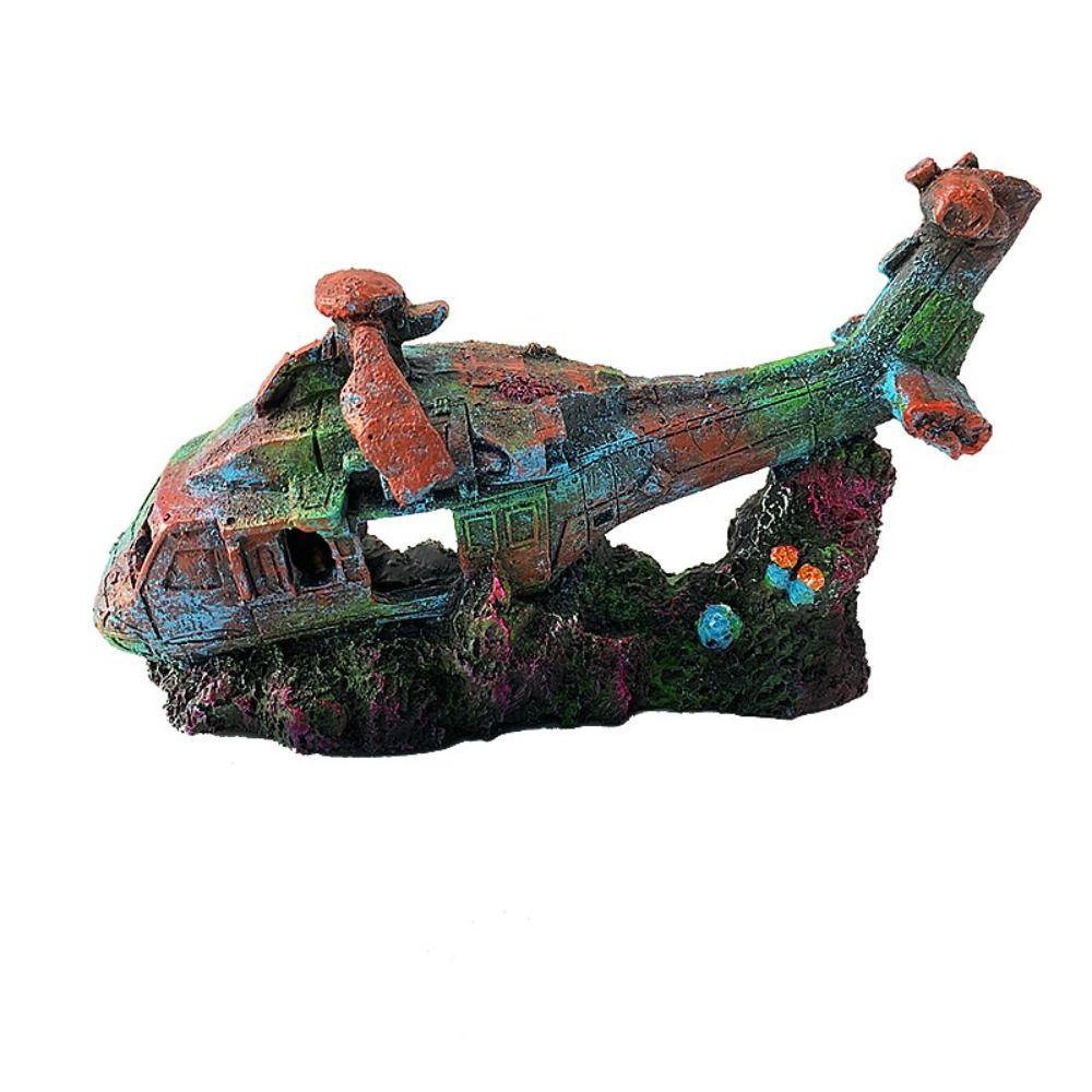 

Прочные руины вертолета, ландшафтный дизайн, подводные руины из смолы, пейзаж, украшение для аквариума