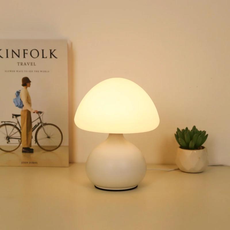 Modern Minimalist Mushroom Table Lamp Three Color Switching Infinite Dimming LED Atmosphere Lamp for Home Bedroom Bedside Decor