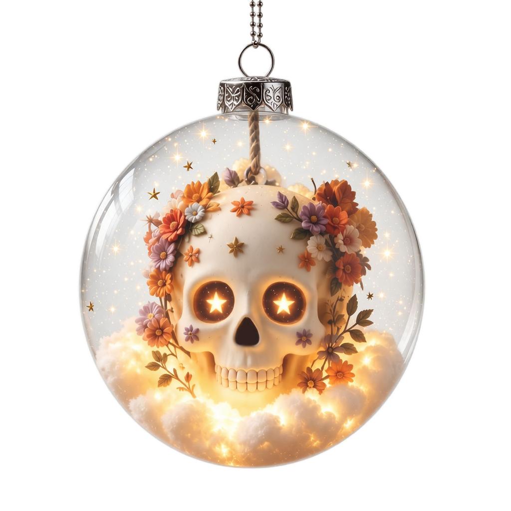 Glowing Transparent Plastic Halloween Hanging Ball Ornament with Horror Scene for Home and Party Decor