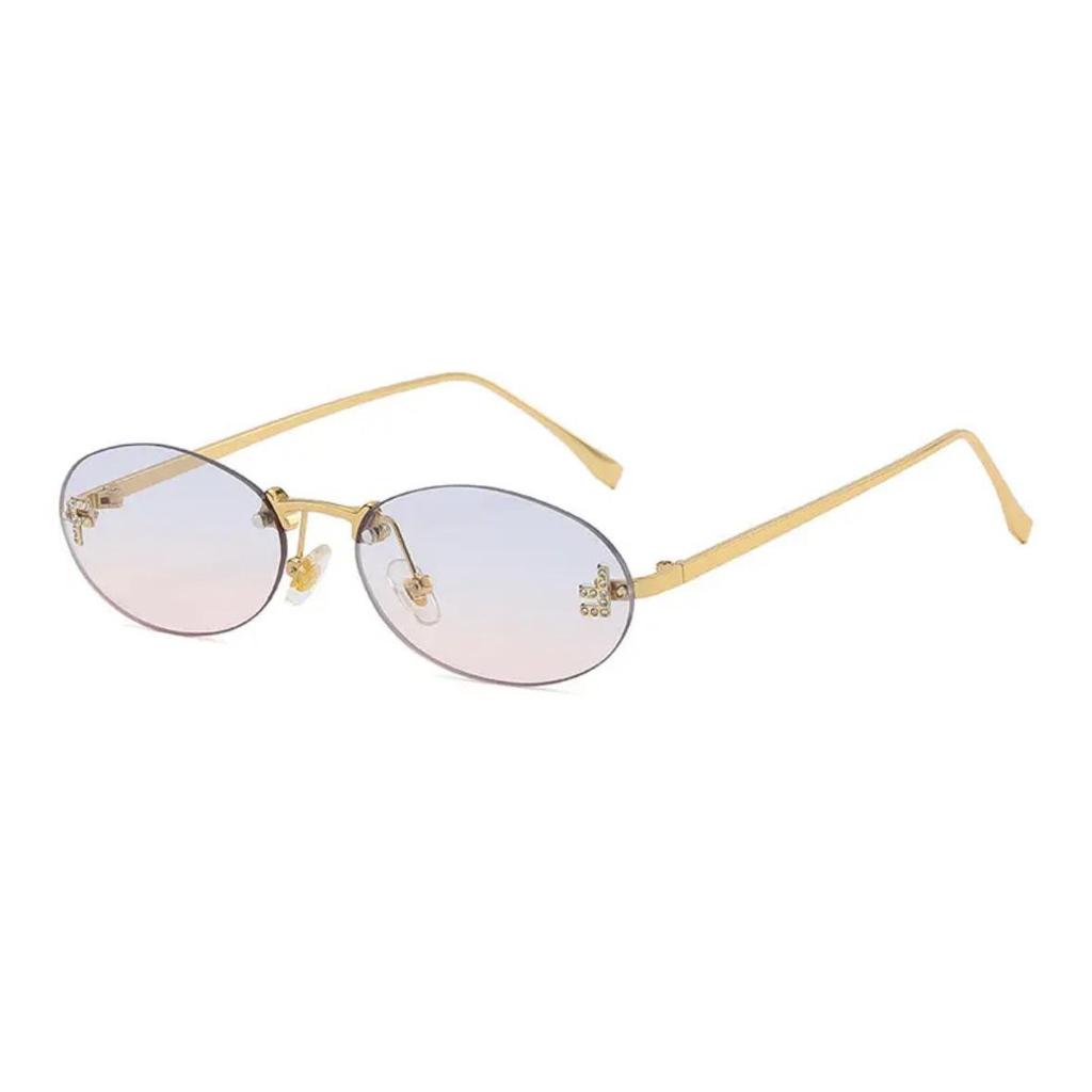 Frameless Diamond-Studded UV Protection Sunglasses, Trendy Celebrity Style