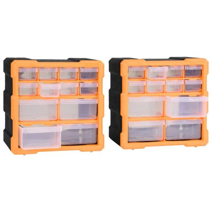 Organisateurs multi-tiroirs - vidaXL - 2 pcs - 12 tiroirs - Plastique - 26,5x16x26 cm