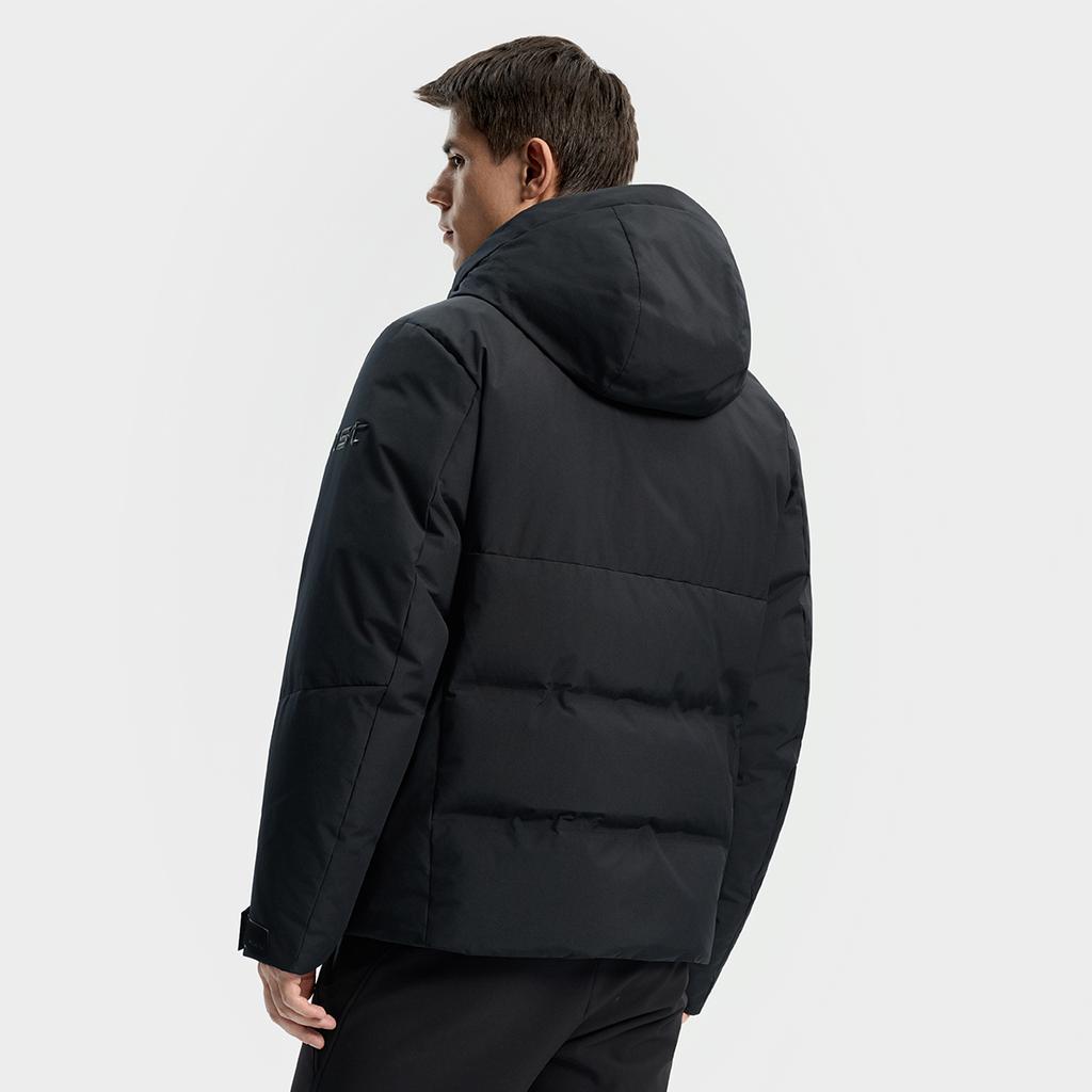 Fila Ski Series 4810 Goose Down Fashionable Cool Ski Sports Comfortable Versatile Warm Zipper Pocket Hooded Down Jacket Men Outerwear A11M546919FBK