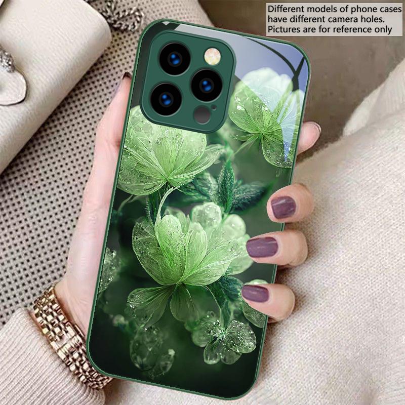 Rosa Kristallblume Für iPhone 16 E 15 14 13 Plus 12 mini 11 Pro Max XR Xs Max X 7 8 Plus 6 6S 22 Gehärtetes Glas Handyhülle