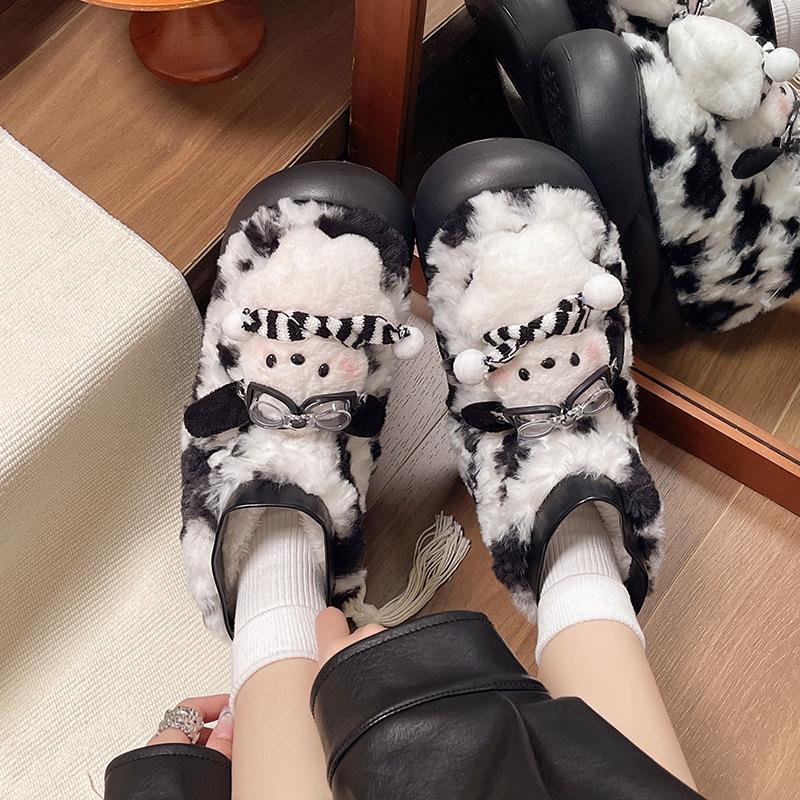 Warm Fleece Milk Fufu~ Korean Cute Head Puppy Snow Boots Winter Fleece Thickened Warm Short Cotton Boots