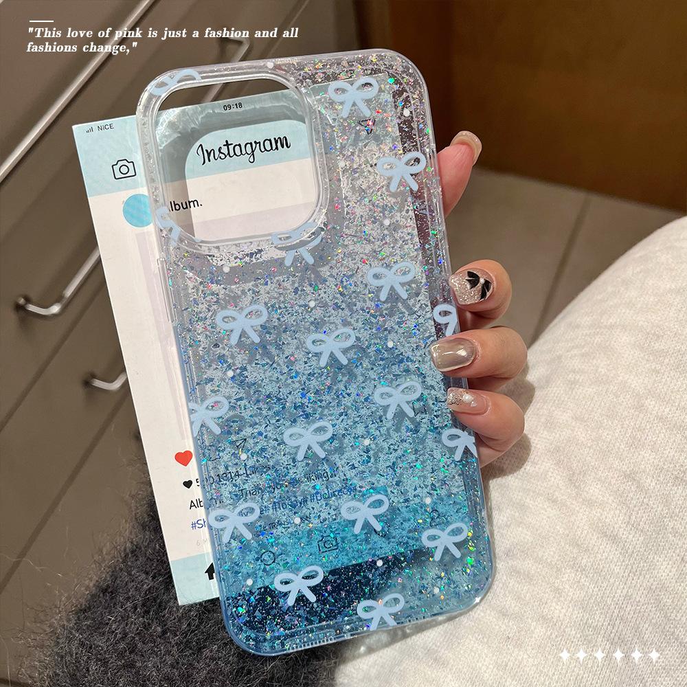Transparent Glitter Shell Suitable for Apple 16promax Hard Shell IPhone 16 15 Mobile Phone Case