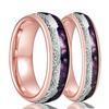 2025 Luxury 6mm/8mm Tungsten Ring with 18K Rose Gold, Meteorite, and Natural Purple Agate Inlay