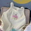 Girls Candy Camisole Summer Sleeveless Top With Cartoon Embroidery Stretchy Vest For Kids Baby Clothing