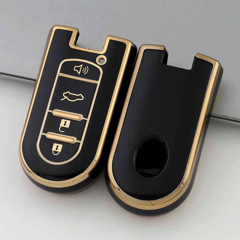 

Золотистый защитный чехол для ключа из ТПУ с кромкой для Toyota Yaris X, Yaris L и Vios FS