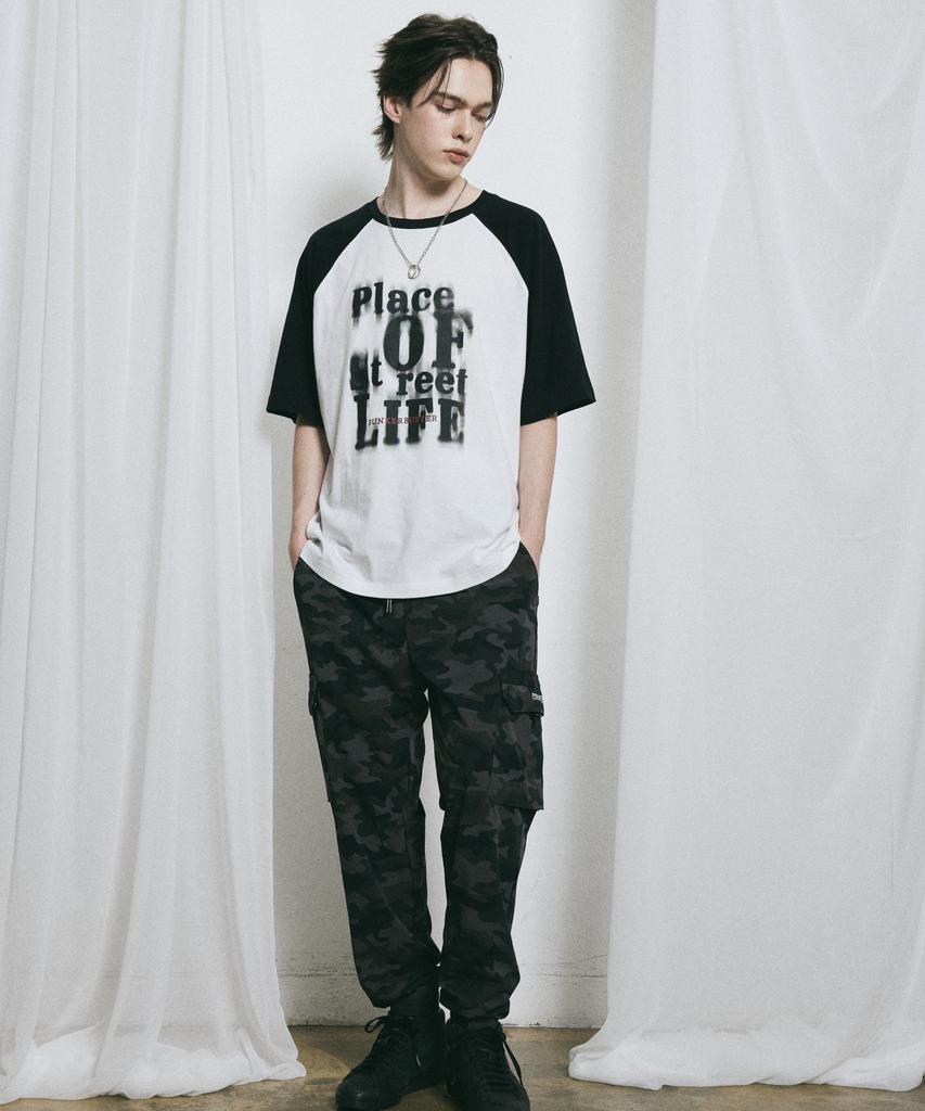 BUNKERBUSTER Fade Typo Raglan Short Sleeve Tee Mq2Tu257_Black