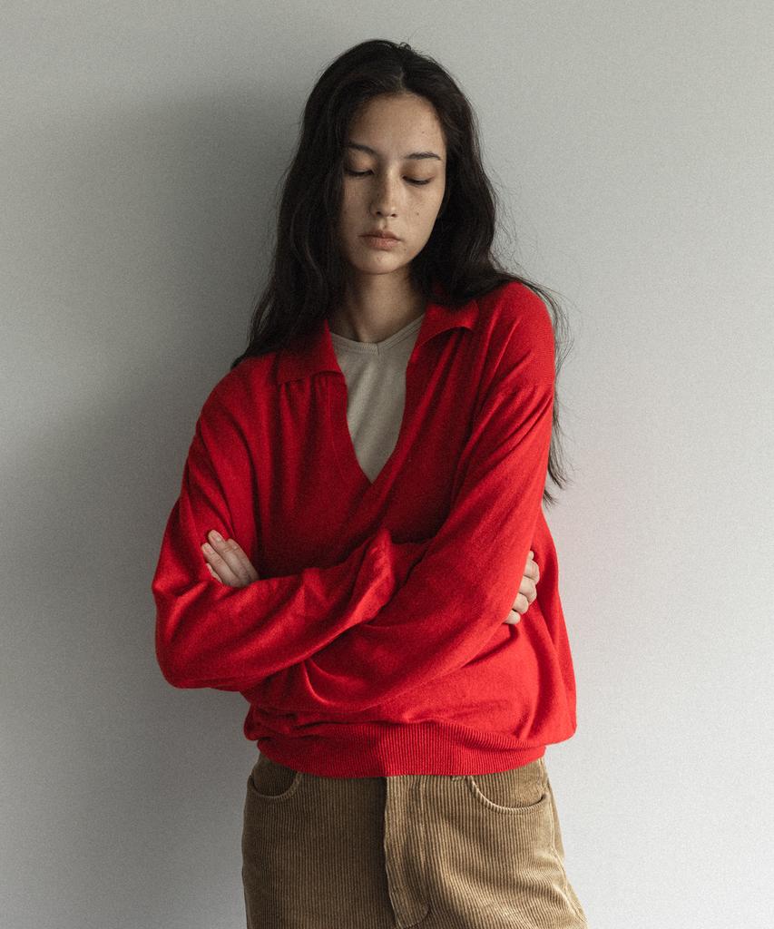 Beullaengkeulumumeon Opening Polo Knit_Red