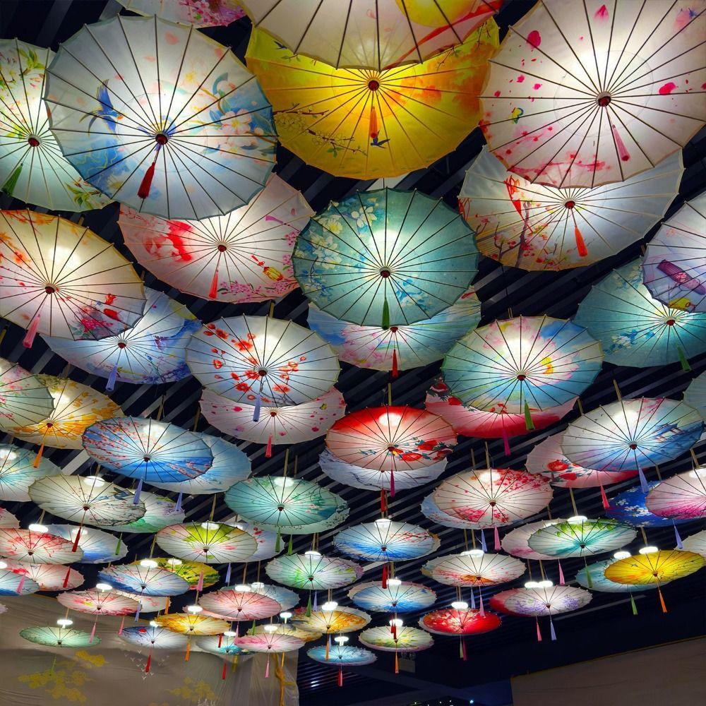 Chinese Antique Style Oiled Paper Umbrella 70cm 10 Colors Women Decorative Umbrella Bridesmaids Party Scenery Dance Performance