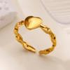 Cute Heart Rings For Women Gold Color Stainless Steel Adjustable Heart Ring Wedding Party Fashion Christmas Jewelry Gift Femme