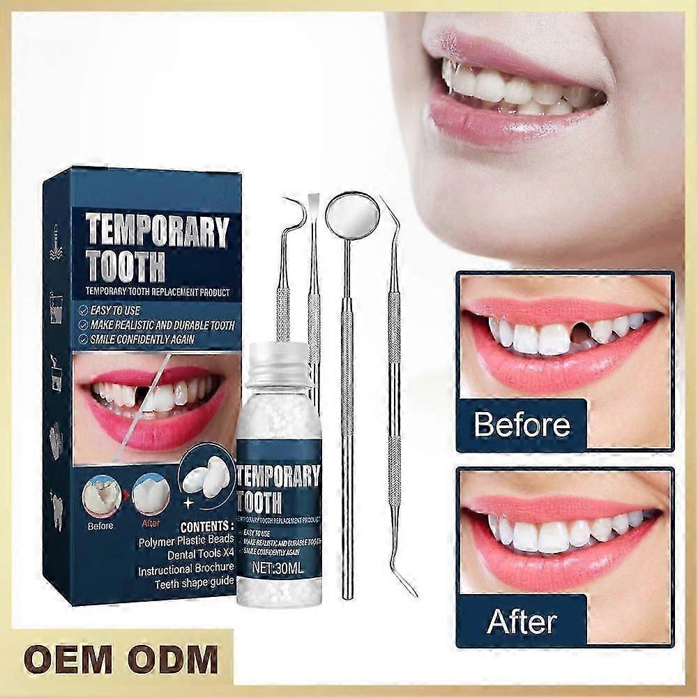 Tooth Filling Repair kit, Temporary Tooth Kits with 4 Dental Tools, Moldable False Teeth for Fixing Filling Missing Broken Tooth, 30ml