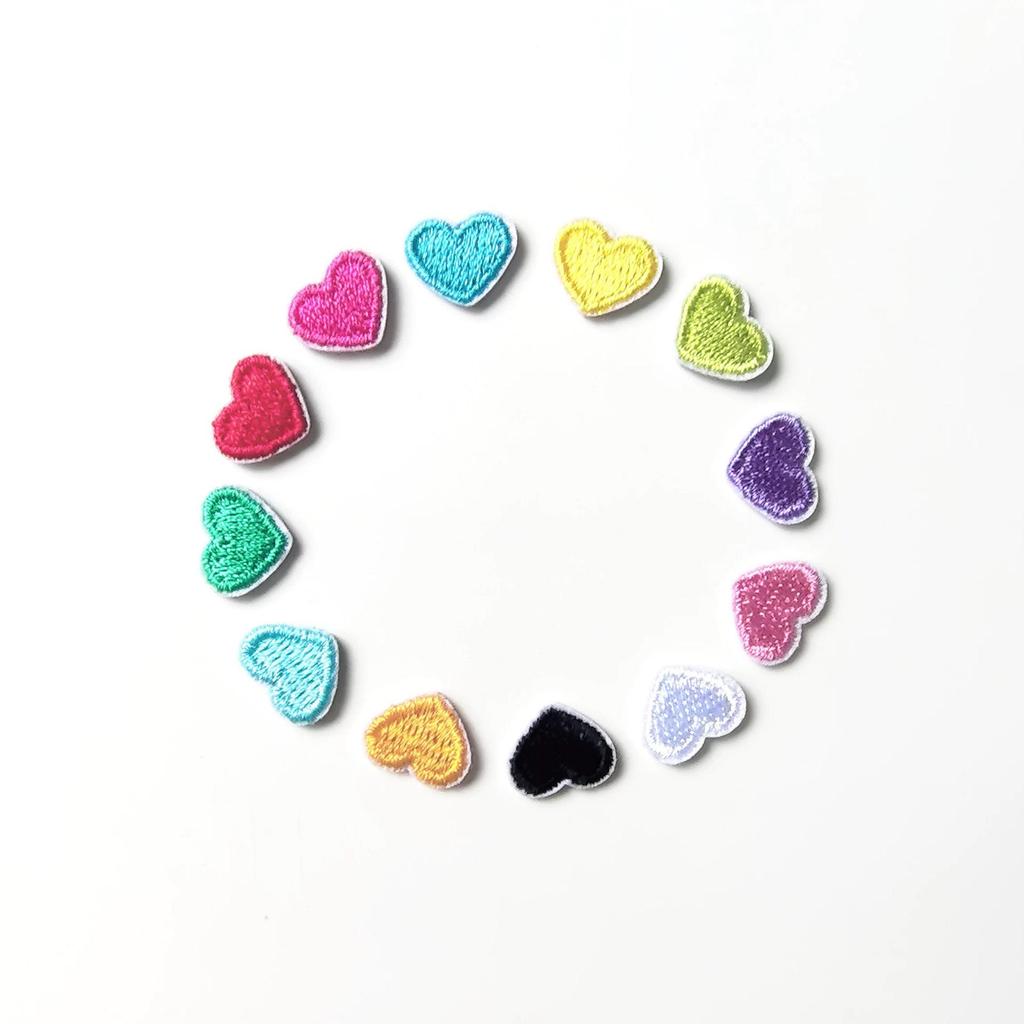 12-Color Mini Heart Embroidery Iron-on Patches for DIY Decoration and Repair