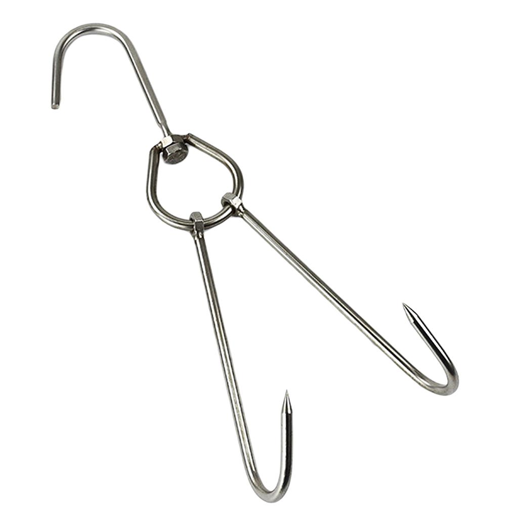 2x Stainless Steel Meat Hook Poultry Double Hooks 34cm Long
