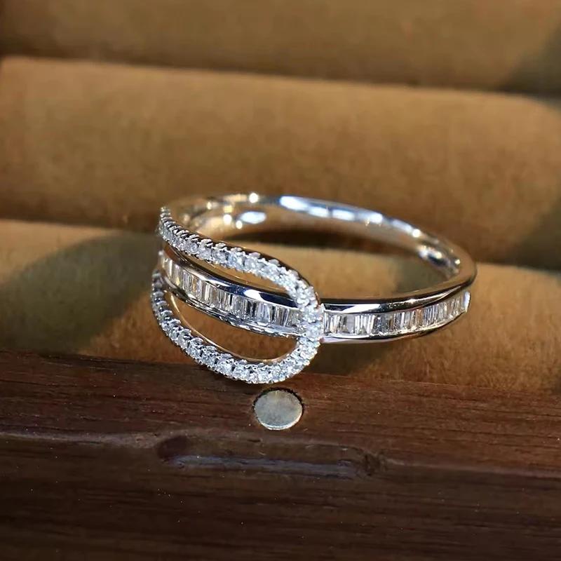 Huitan Trendy Women Rings Geometric Fashion Design Cubic Zirconia Rings for Engagement Wedding Silver Color Luxury Jewelry