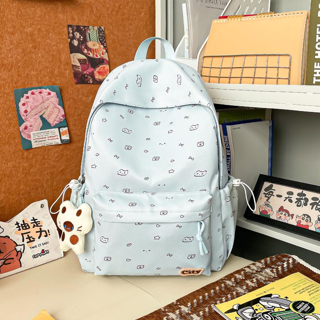Schoolbag New Large-capacity Backpack Women's Simple, Lightweight and Sweet Schoolbag Korean Version of Junior High School Students Cute Fashion