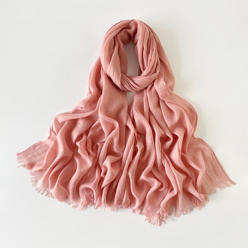 180 * 90 Cotton And Linen Scarf Sunscreen Folds Solid Color Human Cotton Silk Scarf Shawl Multi-Color Yarn Headscarf Women