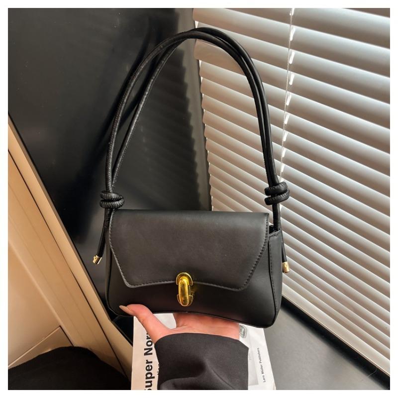 Simple and Elegant Lock-style Retro Shoulder Bag with A Single Shoulder Strap