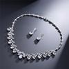 Elegant CZ Zircon Dubai Wedding Bridal Jewelry Set Luxury Water Drop Pendant Necklace Dangle Stud Earrings Sets