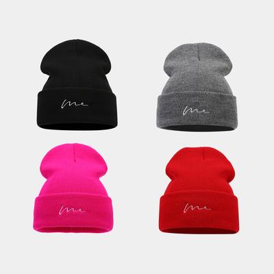 Korean Fashion Minimalist Embroidered Knitted Hat for Men Women Japanese Artistic Trend Cold Hat Autumn Winter Street Woolen Hat