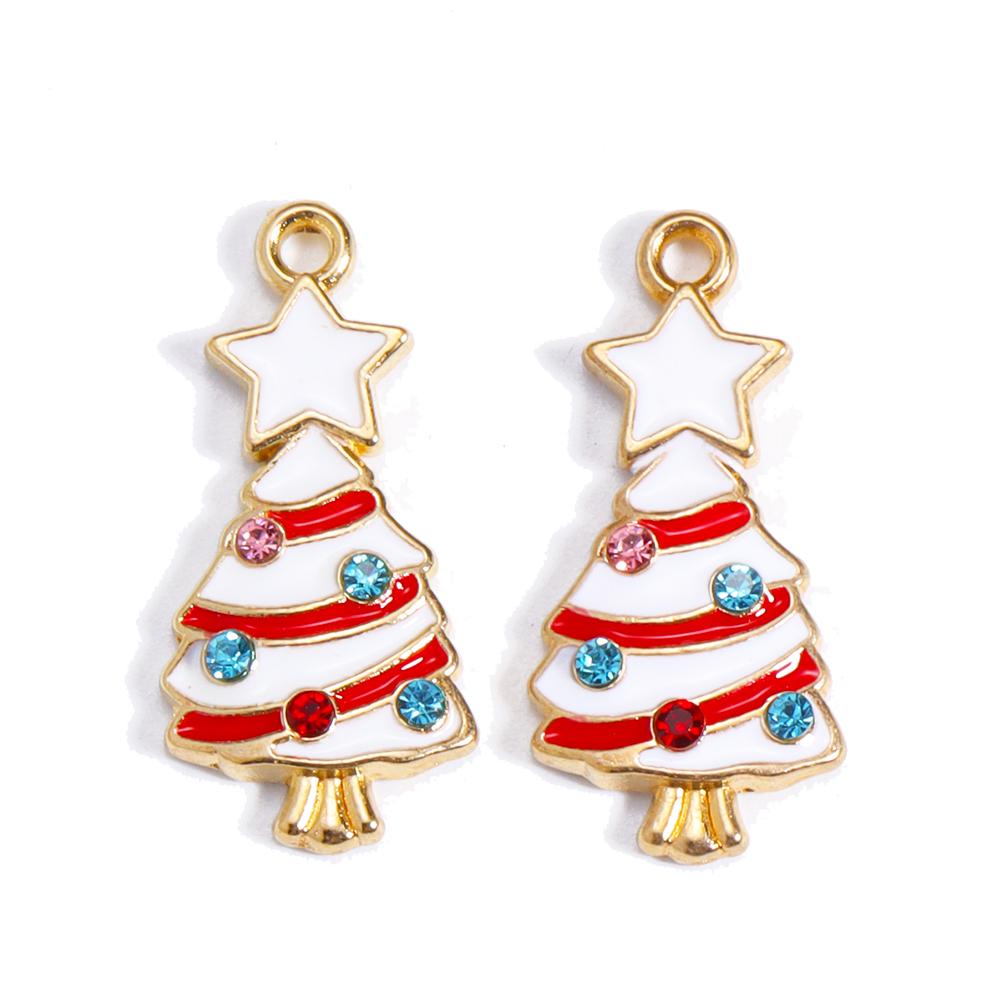 Enamel Christmas Charms Christmas Elk Gift Snowman Santa Claus Pendant for Diy Necklace Earring Jewelry Making Accessories