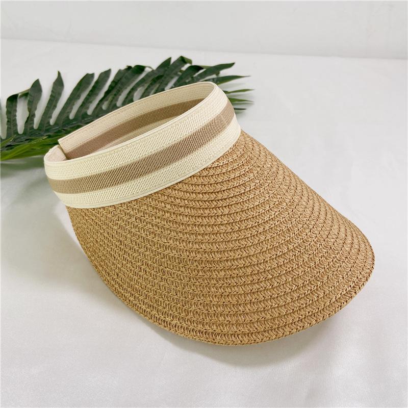 Summer travel sunscreen visor straw woven topless hat children's tide fashion versatile empty top straw hat cap