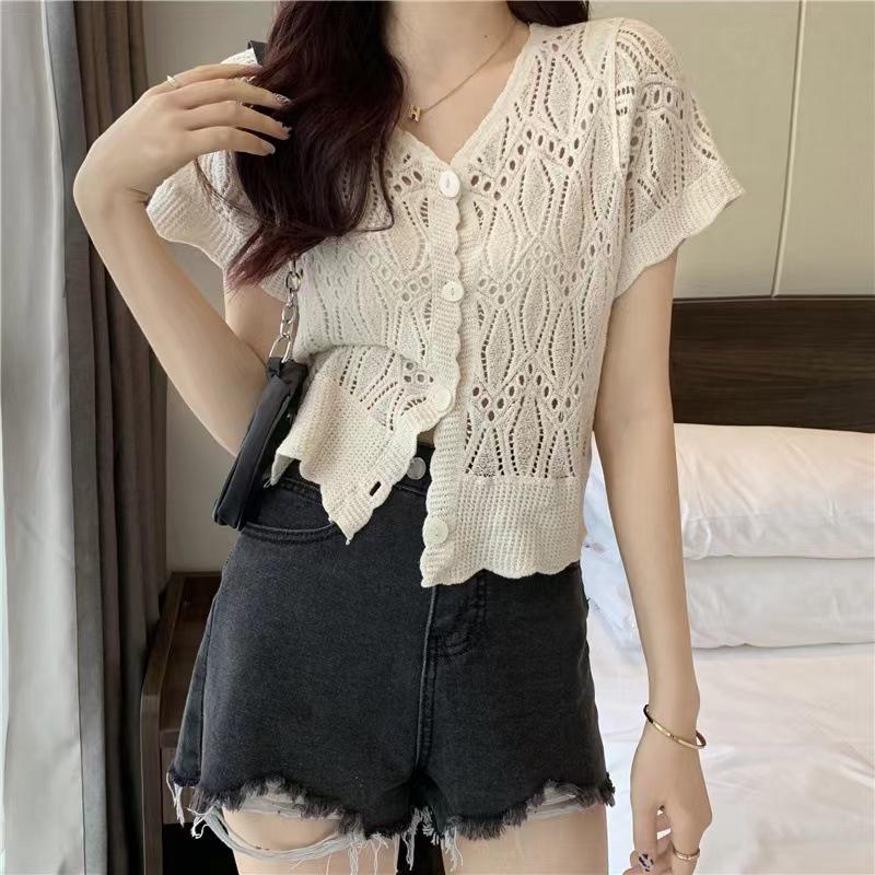 Dame Solbeskyttelse Blonde Sjal Cardigan - Koreansk Stil Kort Jakke for Sommer