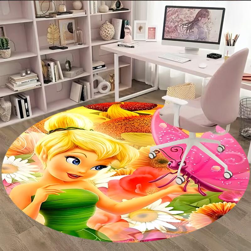 1pc T-Tinkerbell1 Carpet, Round Rug, Comfortable, Suitable for Entryways, Living Rooms, Office, And Bedrooms, Christmas Decoration