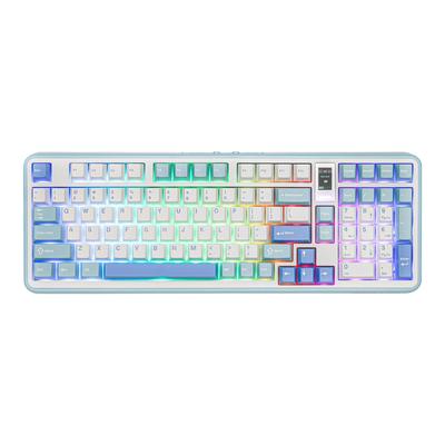 W MechLands Vibe99 Bezprzewodowa klawiatura do gier Ekran 100 klawiszy Uszczelka Mechaniczna klawiatura Hot Swap Kompatybilna Kremowa klawiatura 5-warstwowa podkładka RGB NKRO dla