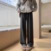 Autumn Winter Solid Color Loose Casual High Waist Wide Leg Pants Women Simple All-match Straight Trousers