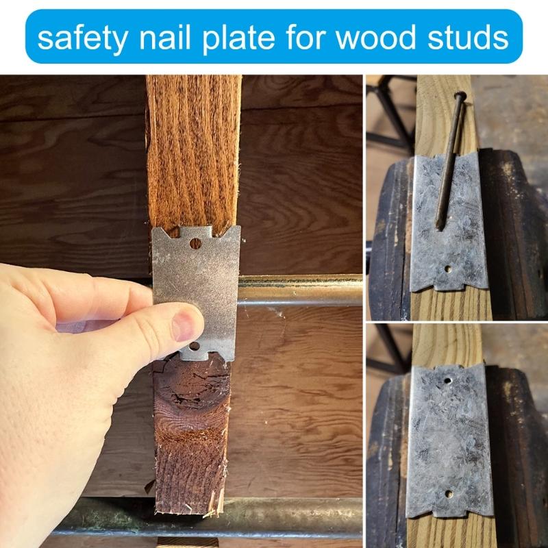 50Pcs AntiNail Protections Plate Shield Cable Wire Protector Plate Safety Nail Plate for Wood Studs Easy to Install