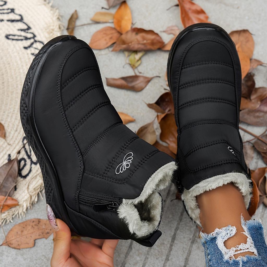 Ladies' Snow Boots, Stylish and Versatile Plush Lining, Lightweight Round Toe Design, Durable and Comfortable, Warm Ankle Boots and Snow Boots