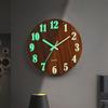 Silent 12 Inch Luminous Wall Clock Wood Grain Fashion Digital Clock Battery Operated Non Ticking Quartz Wall Clock Office