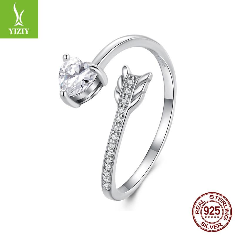 925 Silver Internet Celebrities Ins An Arrow Through The Heart Open Ring Fashion Personality Ring Women'S High-End Light Luxury