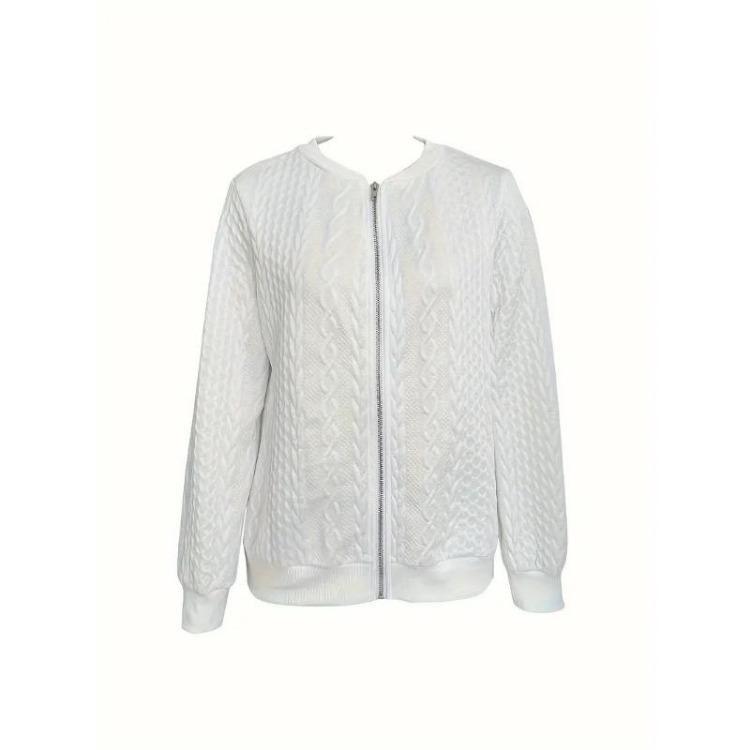 2024 Autumn Winter Women Fashion Solid Color Zipper Pilot Jacket Casual Long Sleeve Sweater Coat Outerwear