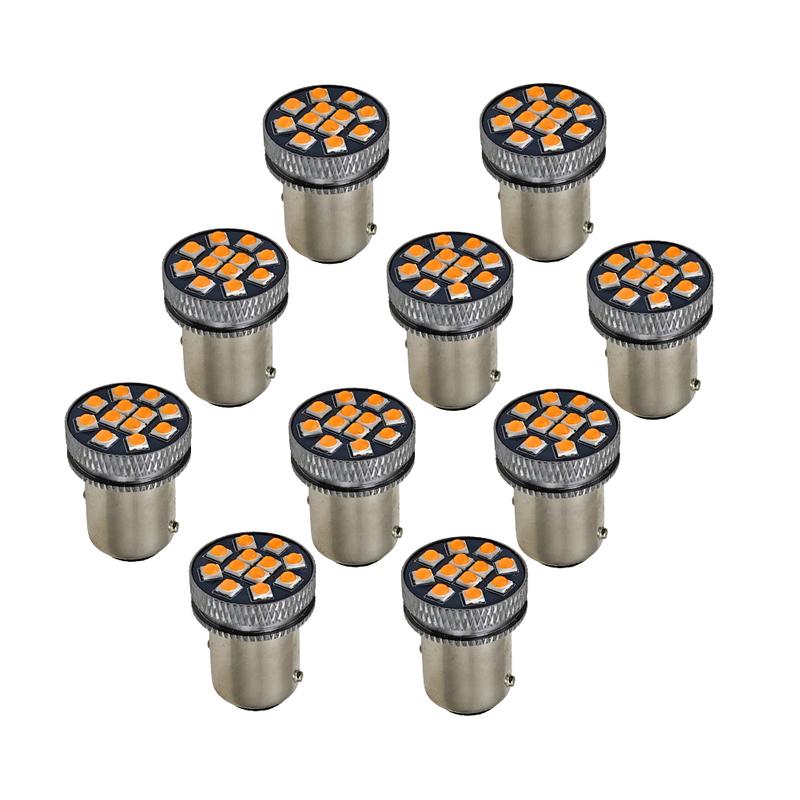 Orange LED 12SMD BAY15D 1156 P21W DRL Turn Signal Parking Light Bulbs For Truck Car P21W BAY15D 1156 1157 7440 3157 T20