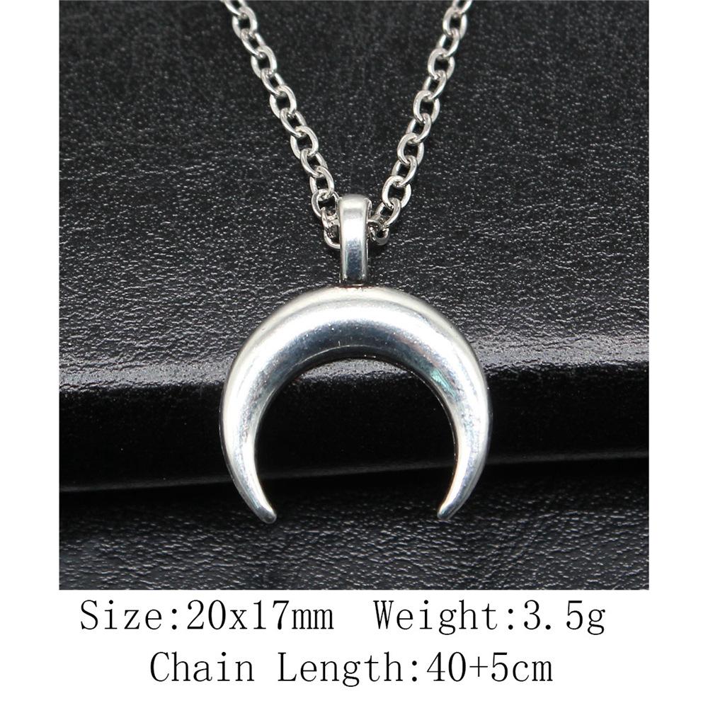 Punk Witch Horn Crescent Pendant Necklace For Women Men Half Moon Necklace Crescent Lune Necklace