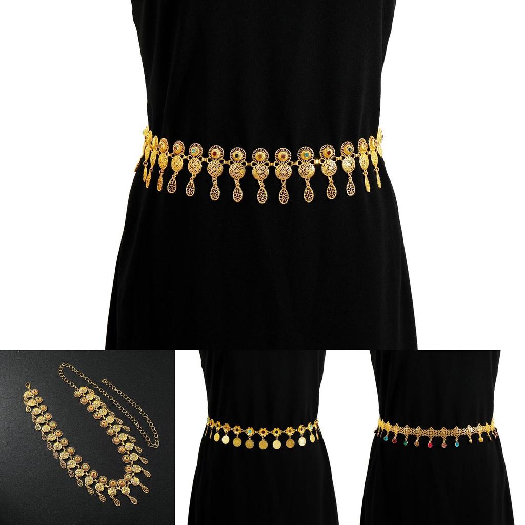 Metal Waist Chain For Women With Hollow Carving And Dangle Waterdrop Pendant Summer Fashion Accessory