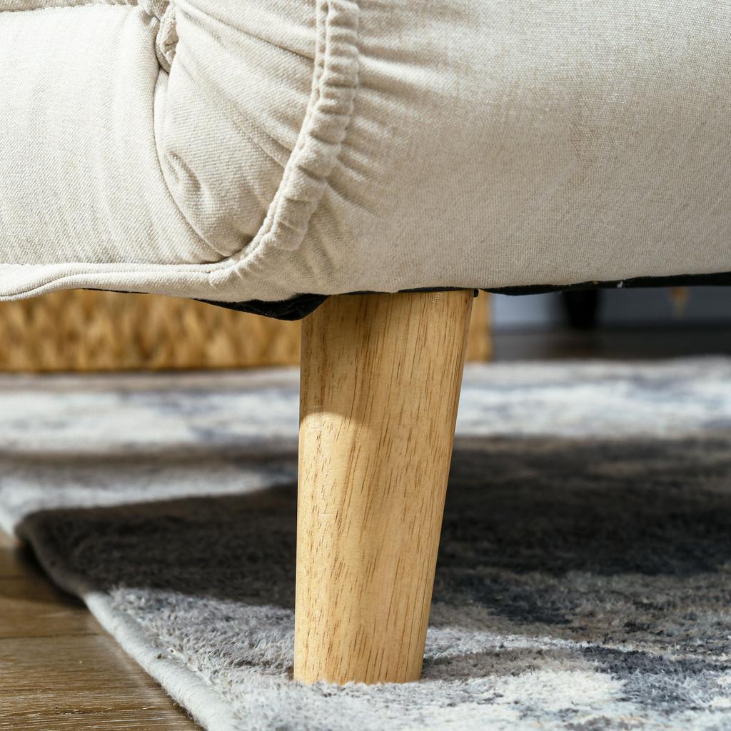 Sleeper Chair, 6-Level Adjustable Backrest, Linen Look, Up To 120 Kg, Cream